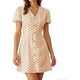 RIHOAS Black V Neck Floral Button Up Mini Dress Vacation Dates Parties A-Line Dresses
