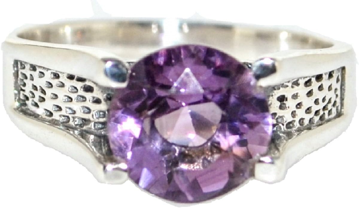 Gents Solid 925 Sterling Silver Authentic Amethyst Mens Ring, Finger Sizes M to Z+5 Available, Solitaire Rings