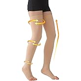 MGANG Medical Thigh High Compression Stockings for Men & Women, Pair, Open Toe, 15-20 mmHg Graduated Compression Support Hose, Opaque, Best for Varicose Veins, Edema, Flight, DVT, Swelling, Beige XL