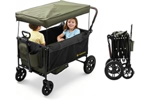 BabyVista Stroller Wagon for Kids, One-Hand Adjustable Push/Pull Handle, Spacious Storage, 8"/12" All-Terrain Wheels, Canopy with Bug Net, Wagon Stroller for Daily Walks, Short Trips & Grocery Runs