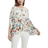 Women's Loose Batwing Blouse Chiffon Top Camouflage Printed Kimono Poncho Tunic Kaftan Cover up