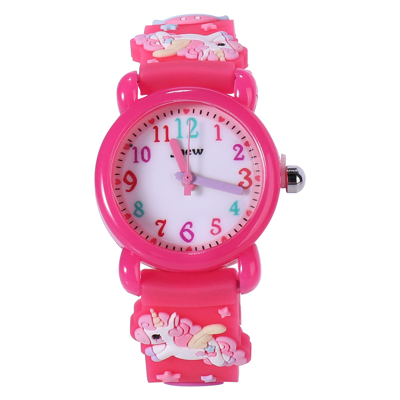 ele ELEOPTION Children's Watch 3D Cute Cartoon Silicone Rubber Band Wristwatch Multi-Colour Dial Digital Display Watch Gift for Little Girls Boy Kids, Horse, Rose Red