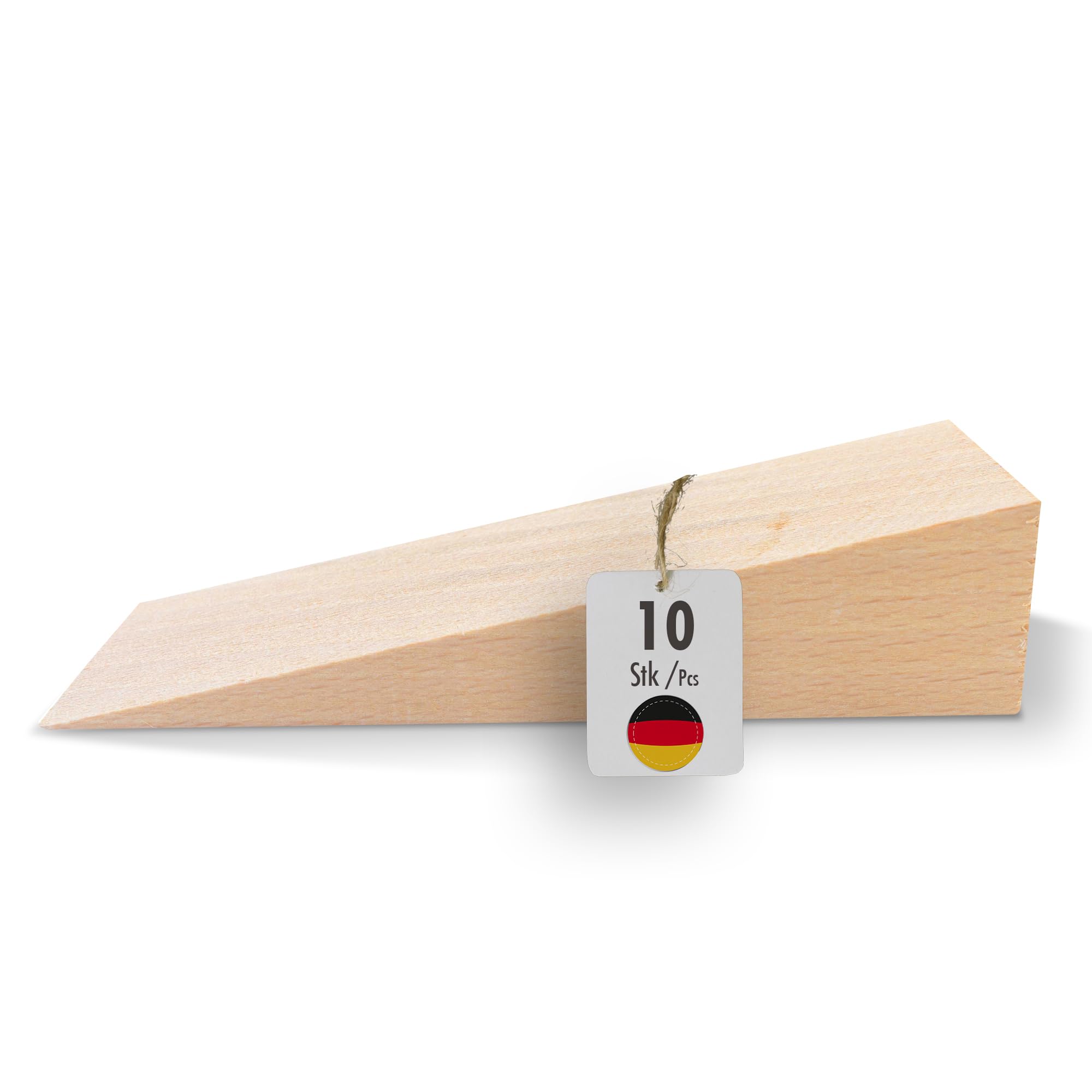 haggiy Hardwood Wedge - Wooden Wedge Set - Natural Beech Wedges - Door Stopper - Ideal for Furniture, Assembly, DIY - (LxWxH) 125 x 45 x 30 mm (10 Pcs.) — image 1