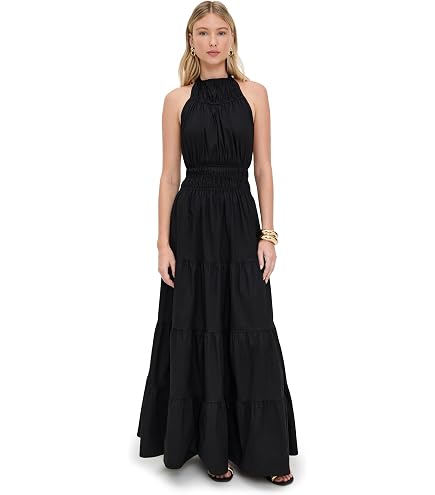 L'AGENCE Women's Sutton Beaded Strap Maxi Dress, White/Red Romantic Rose, 8 : Clothing, Shoes & Jewelry