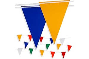 GUFJUCH Multicolor Pennant Safety Flags, Perimeter Warning Flag Banner Line, For Flagging Construction/Traffic Barrier/Parking Lot/Rooftop/Backstroke/Party & Special Events 7" X 10" Pennants on 100' Rope