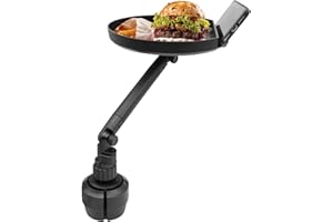 Macally Cup Holder Tray for Car - Adjustable Car Tray Table - Perfect Car Food Tray for Eating with Phone Slot and Swivel Arm - Car Organizer