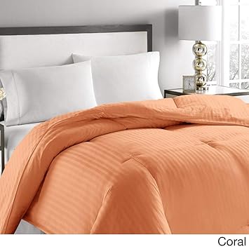 Amazon Com 1 Piece Coral Baffle Box Design Striped Comforter Twin