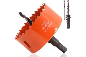 Koopi 76mm / 3 Inch BI-Metal Hole Saw with Arbor and Replacement Pilot Drill Bit, Hole Cutter for Easily Drilling Wood, Plastic, Thin Metal