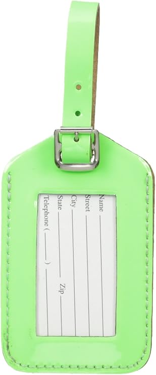 green luggage tags