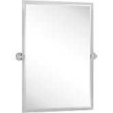 TEHOME Chrome Pivot Mirror Tilt Bathroom Mirror in Polished Nickel Tilting Beveled Vanity Mirrors in Chrome, 28.5x36''
