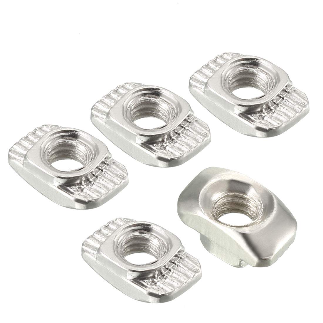 sourcing map Sliding T Slot Nuts, M4 Half Round Roll In T-Nut for 2020 Series Aluminum Extrusion Profile, Carbon Steel Nickel-plated, Pack of 10