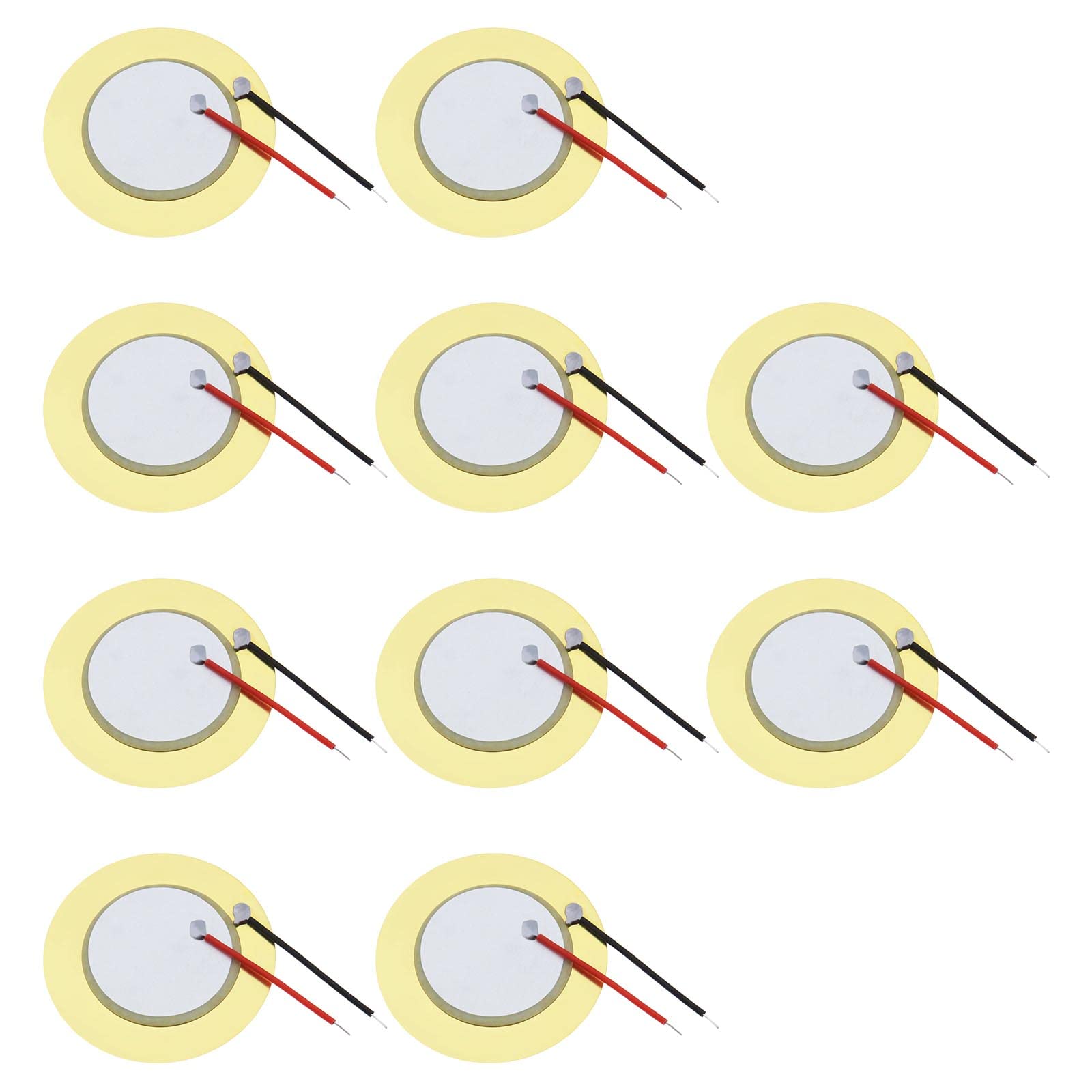 YINETTECH 10PCS 35mm Piezo Discs Acoustic Pickup with Wires Transducer Microphone Trigger Buzzer Drum Guitar Piezo Elements for Acoustic Instrument