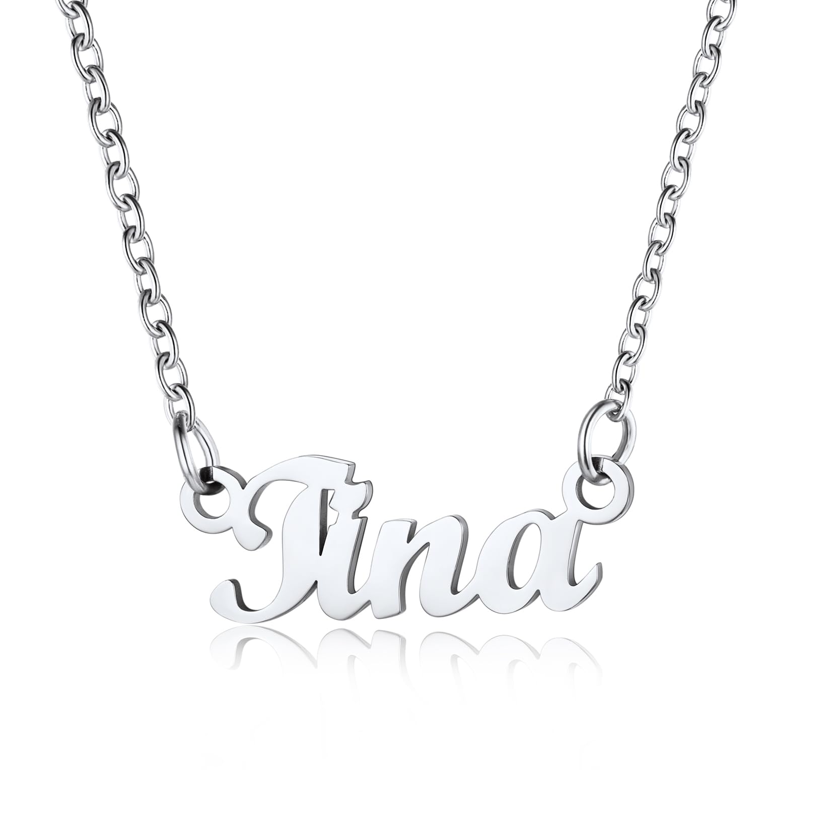 U7 Personalised Necklace Tina Name Pendant Womens Necklaces — image 1