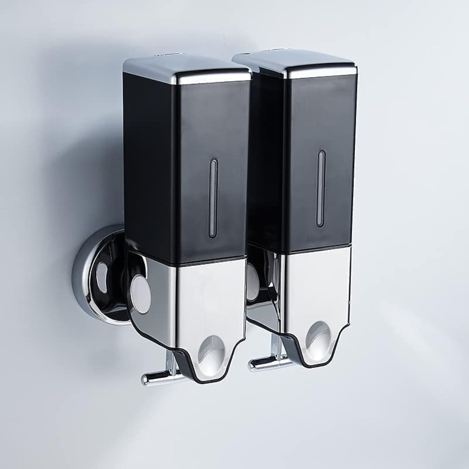 Manual Presshead Wall Mounted Soap Dispenser, Shower and Lotion Dispenser for Home, Bathroom, Kitchen, Hotels, Restaurants (Black, 1000ml)