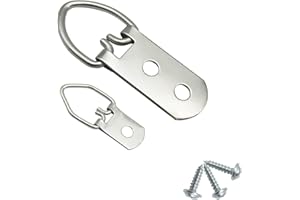 EesTeck 70 Pack D-Ring Steel Picture Hangers Heavy Duty with Screws Picture Frames Double Holes Clasp Picture Hang Solutions, for Hanging Clock Paintings Artwork Picture Frame Hook Photos Mirrors