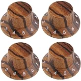 KAISH 4-Pack Wood Knobs LP/Strat Style Bell Knobs Guitar Bass Wood Top Hat Knob with Numbers 1-10 Zebra Wood
