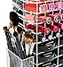 N2 Makeup Co Spinning Acrylic Makeup Organizer Carousel, Holds 72 Lipstick Holder Slots, Brushes & 16 Powder Compact Cases, Clear Cosmetics Storage Box
