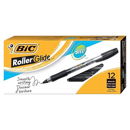 BIC Z4CV11-BK Roller Glide Deco Roller Pen, Black, 12-Count in