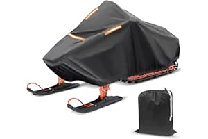 Tokept Snowmobile Cover, 300D Waterproof Oxford Fabric Sled Ski Cover, Elastic Band at The Bottom to Trailer (M fits Length 115" x 51" x 48")