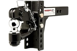 HUSKY TOWING PRODUCTS Husky Towing 33110 Pintle Hook with 2-5/16 Inch Ball 2 Inch Receiver Mount 13,000 lbs Hook Capacity Black Powder Coated Steel Solid Shank
