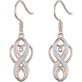 YYmqmq Celtic Knot Earrings 925 Sterling Silver Opal Irish Dangle Earrings Irish Jewelry Birthday Gifts for Women Girlfriend Mom