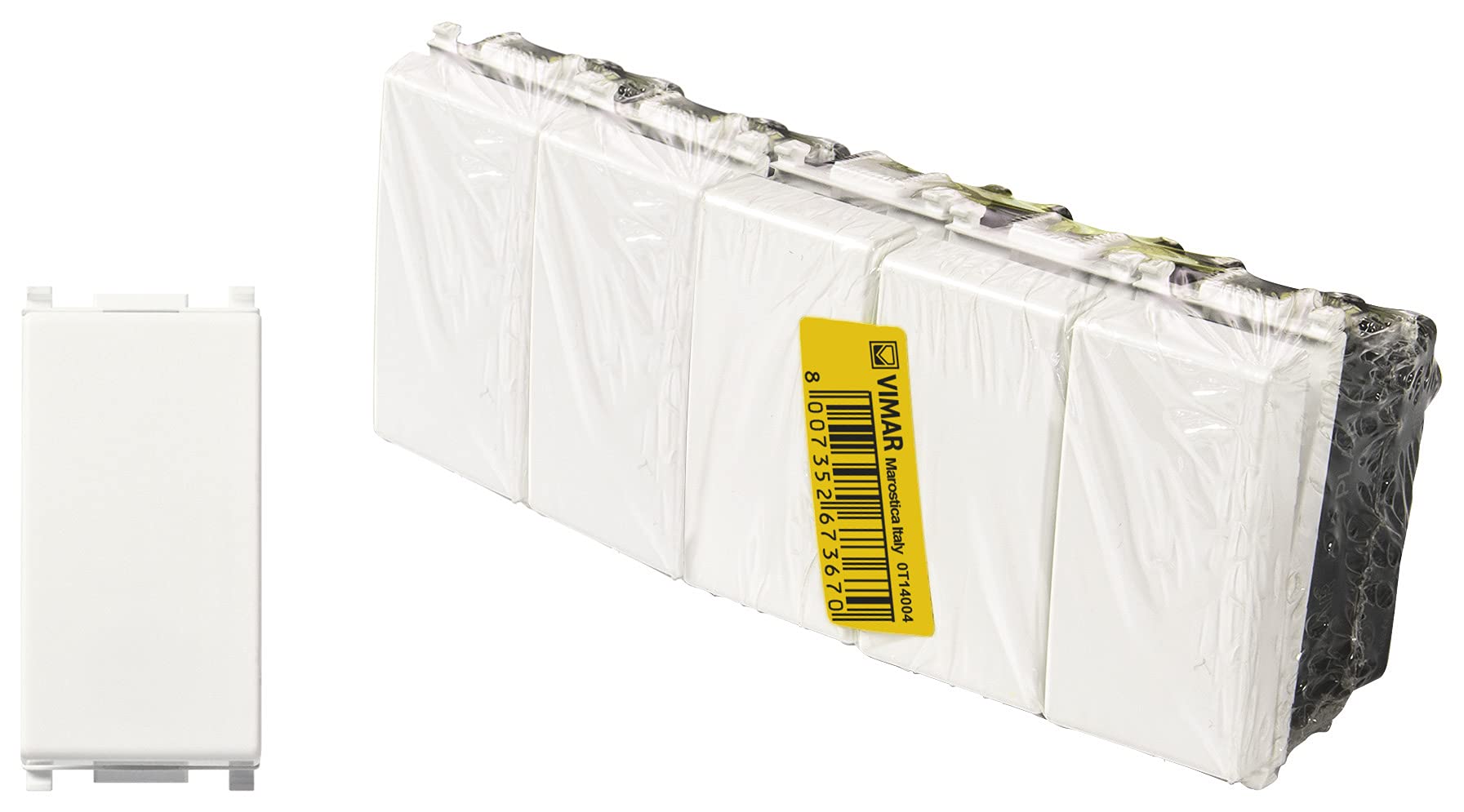 Vimar Plana 0T14004 Diverter 1P 10 AX 250 V~, 5 Pieces, illuminable (Signal Unit not Supplied), Replaceable Button