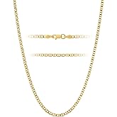 KISPER Gold Chain for Men and Women - 18K Gold Plated 925 Sterling Silver Italian Figaro Mariner Curb Chain Necklace - Made in Italy