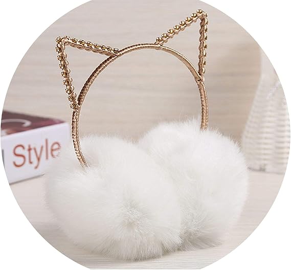 Women Plush Cute Cat Earmuffs Girl Ear Covered 2 in 1 Cats Hairbands
