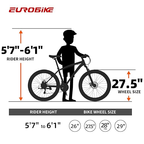 EUROBIKE Mountain Bike,21 Speed Full Suspension Mountain Bike