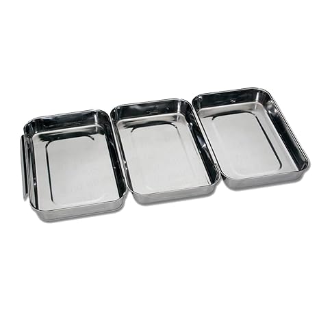 EQT-TEC BBQ Schnitzel Panier Set 3-TLG. Edelstahl - Marinierset spülmaschinengeeignet - 23,0 cm x 15,0 x 3,0 cm - stapelbar