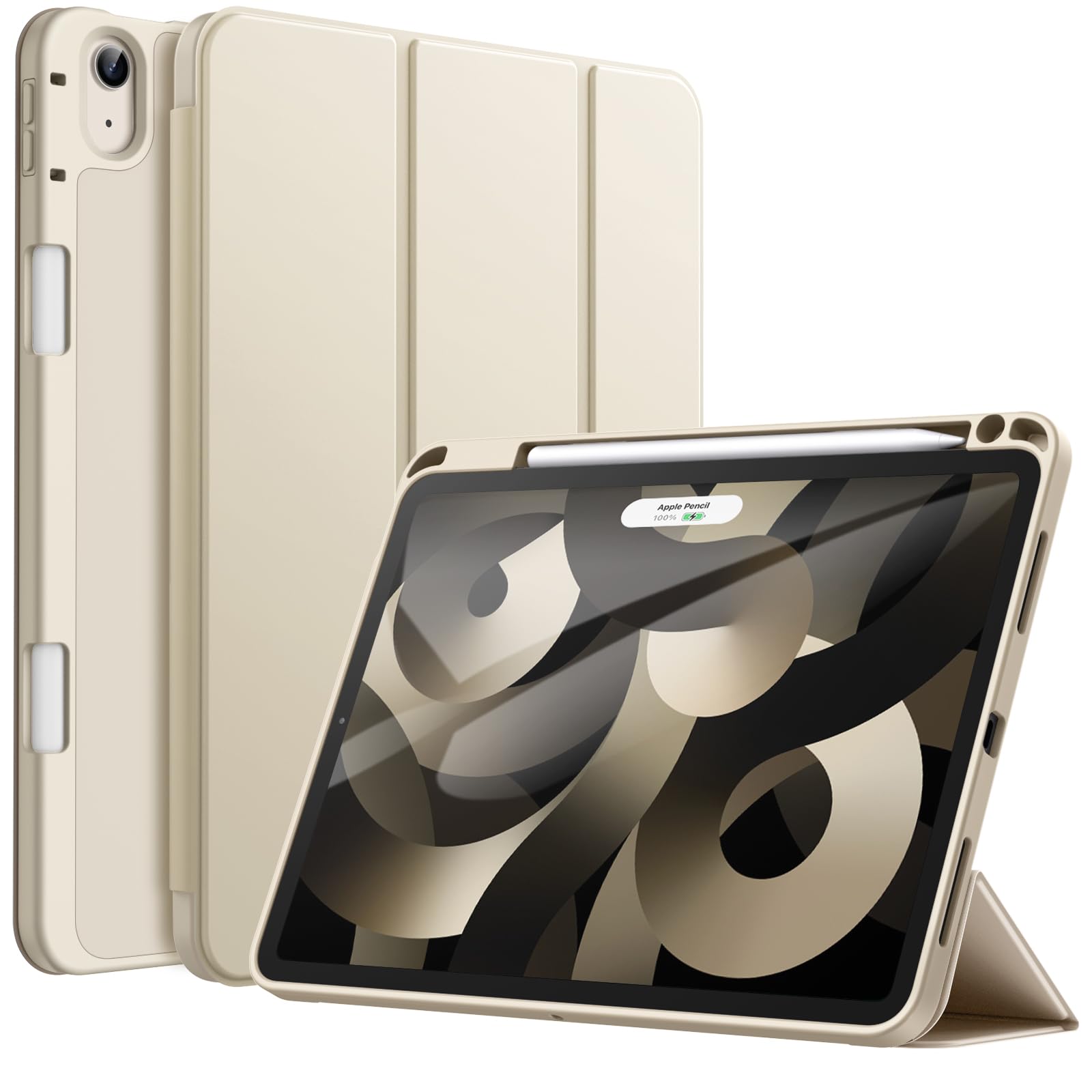 JETech Case for iPad Air 11-Inch M4/M3/M2 (2026/2025/2024), iPad Air 5/4 (2022/2020 5th/4th Generation 10.9-Inch) with Pencil Holder, Slim Tablet Cover with Soft TPU Back (Starlight)