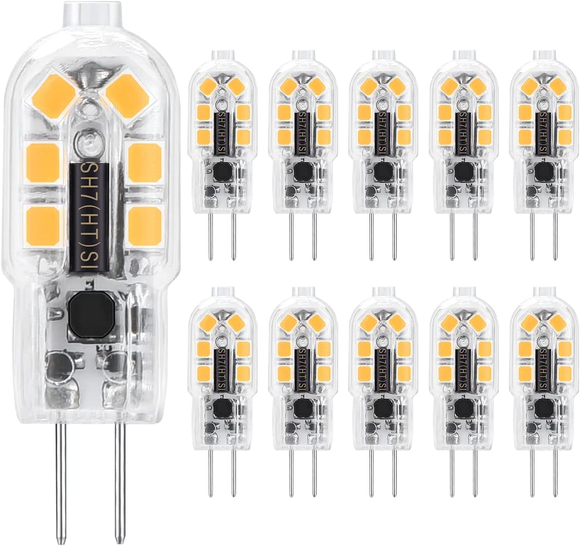 G4 LED Bulb, HengBo G4 Bi Pin Base 20 Watts Halogen Bulbs Equivalent for Chandelier, Warm White 3000K 10-Pack