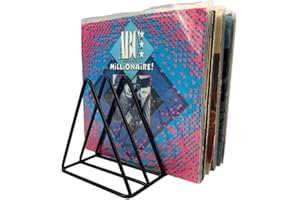 RECORD-HAPPY 45rpm Vinyl Record Storage Holder - 7inch Stand Metal Wire Rack Holds up to 33 Album Lp's - Premium Display, Simple and Contemporary Shelf Concept Design for 7" Records (Black, 1)