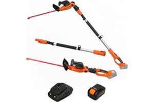GARCARE 2 in 1 Hedge Trimmer Cordless with 20V, 4.0Ah Li-Ion Battery and Quick Charger Tree Trimmer 510mm Dual-Action Laser Blade, 7/10inch Cutting Capacity