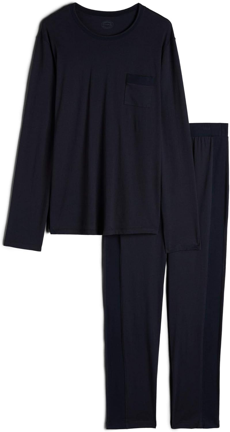 Intimissimi Mens Basic Supima Cotton Pajama Pant Set Blue at Amazon Menâs Clothing store