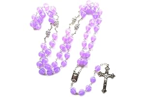 10mm Prayer Beads Glow in The Dark Rosary Necklace Noctilucent Cross Necklace Luminous Catholic Round Beads Religious Jesus C