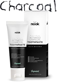 Activated Charcoal Toothpaste for Teeth Whitening - Removes Stains with Natural Ingredients - MADE IN USA - No Messy Carbon Powder - No Whitestrip Sensitivity - Just White Teeth by no͝ok (Peppermint)
