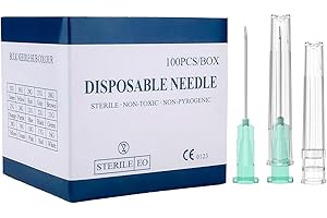 BOOBYSUU 21 Gauge 1"(25mm) Syringe with Needle, Disposable Individual Package, Boxes of 100