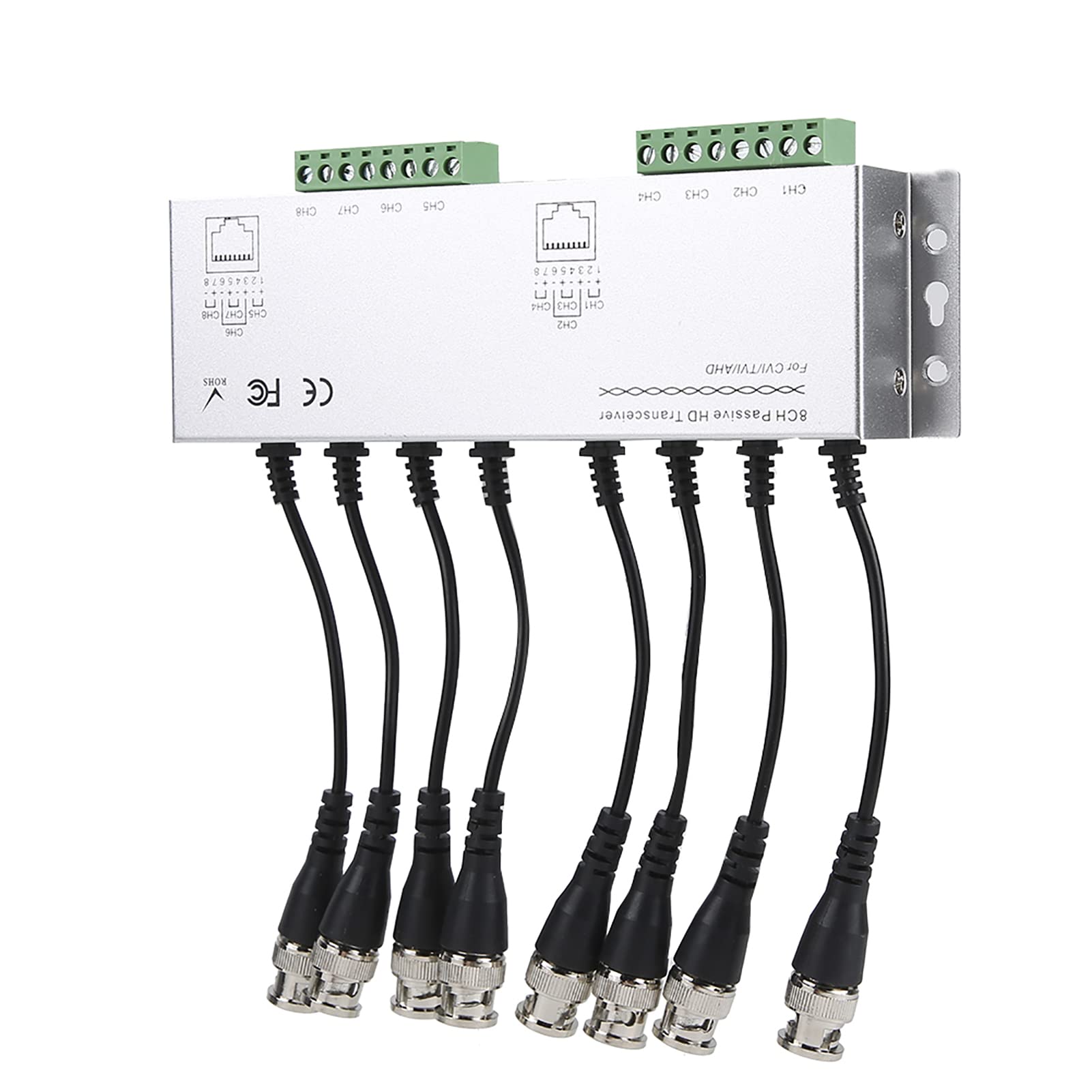 Leapiture 8CH HD Passive Video Balun, BNC Male To UTP Cable Converter CCTV Video Balun Transceiver for Camera System