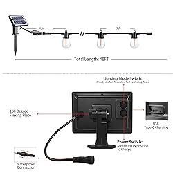 SUNTHIN Outdoor Solar String Lights, 48ft Solar