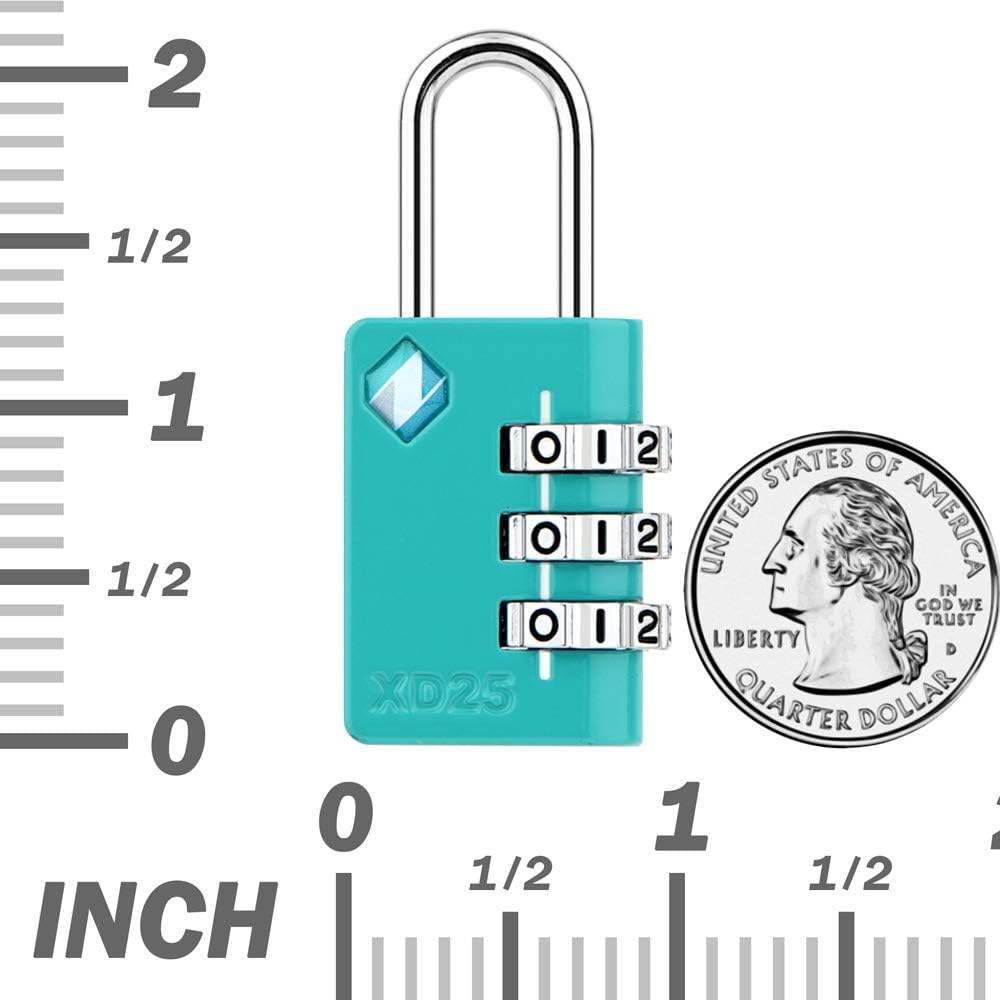 [ZARKER XD25] Padlock- 3 Digit Combination Lock - Small Mini Padlock - Travel Lock, Backpack Lock, Cabinet lockers, Laptop Bag - Easy to Set Your Own Combo - 1 Pack(Emerald) - - 