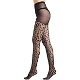 Aaronano Black Patterned Tights for Women, 20D Ultra Thin Sheer Pantyhose, High Waist Stocking Tights