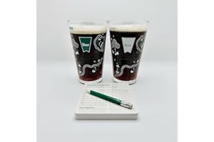 The 9 Hole Golf Course on a Beer Glass, Novelty Golf Pint Glasses Cups, Funny Drinking Game Set with 2 Pint Glasses, Scorecar