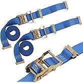 BoxerTool (2" x20') Double Fitted E-Track Ratchet Straps - 3X E Track Fitting Logistics Straps – Heavy Duty E Track Straps - 4,400lbs - 2 Pack