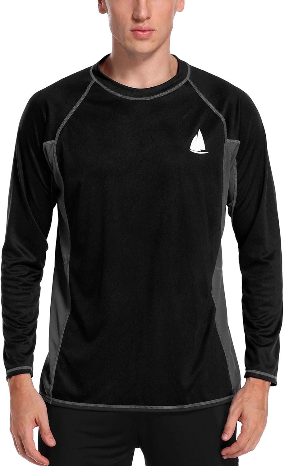 Charmo Men's Rash Guard Loose Fit Long Sleeve UV Sun Protection Swim Shirt UPF 50+: Clothing