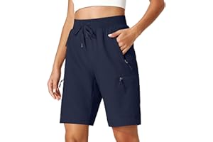 Ksmien Women's Hiking Cargo Shorts Quick Dry Lightweight Summer Shorts with Zipper Pockets for Travel Golf Camping