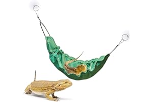 Amaezorx 1 Pcs Bearded Dragon Hammock with Suction Cups, Waterproof Reptile Lounge & Climbing Swing, Cozy Hanging Bed Habitat
