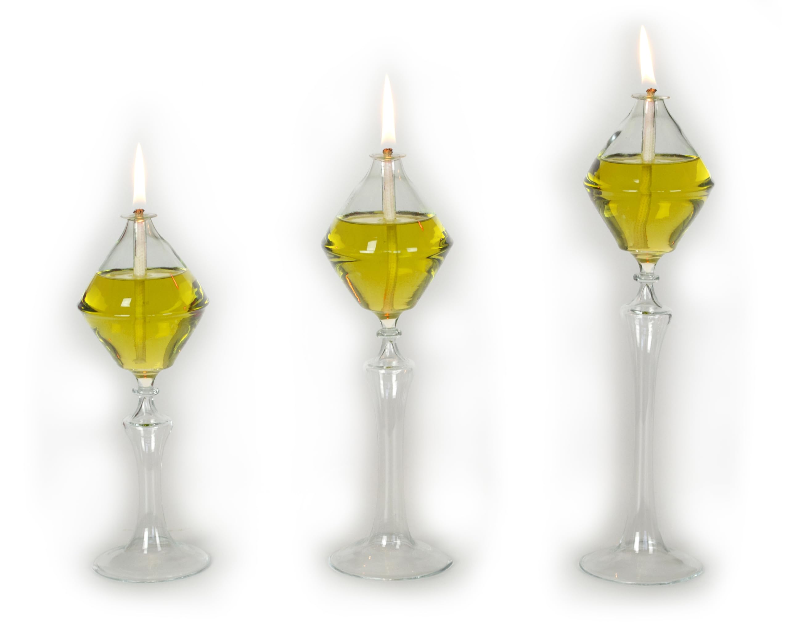 Handmade Glass Oil Lamps, Love Set Transparent (Yellow)