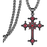 Zaruiqun Turquoise/Nativity/Lion/Orthodox/Gothic/Three Nails/Jerusalem/Caravaca/St Brigid/St Florian/Fish Hook Cross Necklace Sterling Silver Religious Jewelry Gifts for Men