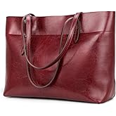 Kattee Vintage Genuine Leather Tote Shoulder Bag for Women Satchel Handbag with Top Handles